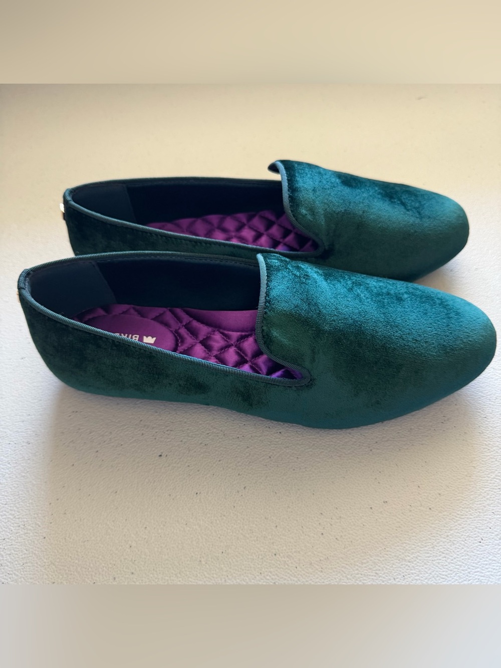 Birdies The Starling loafer shoes in green velvet